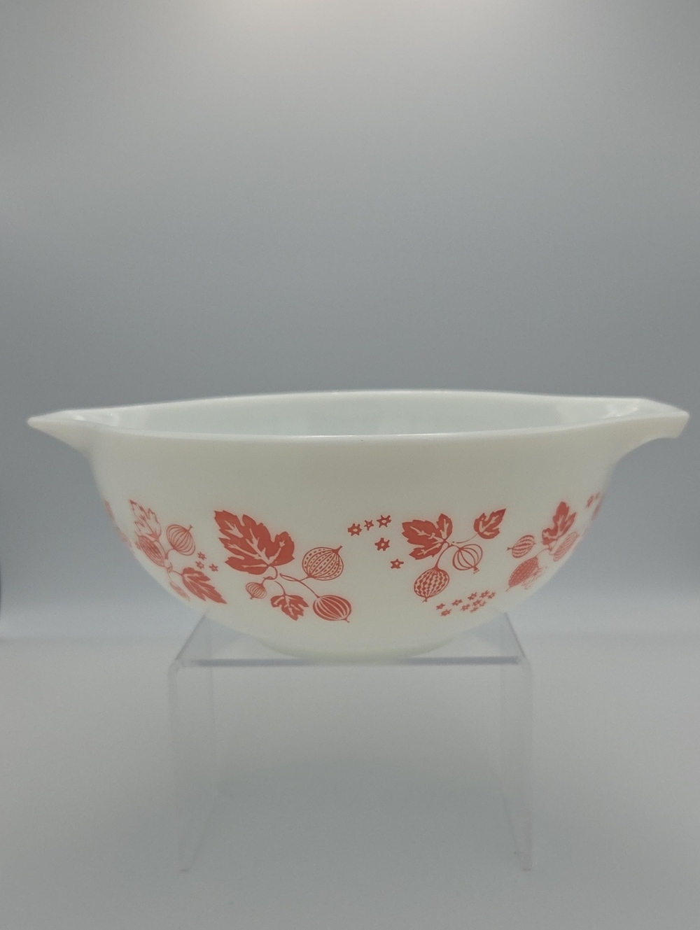 Pyrex White Mixing Bowl with Orange Floral Pattern